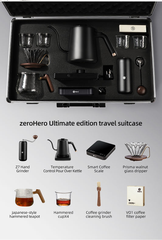 zeroHero Pourover Filter Coffee Suitcase Premium Gift Set