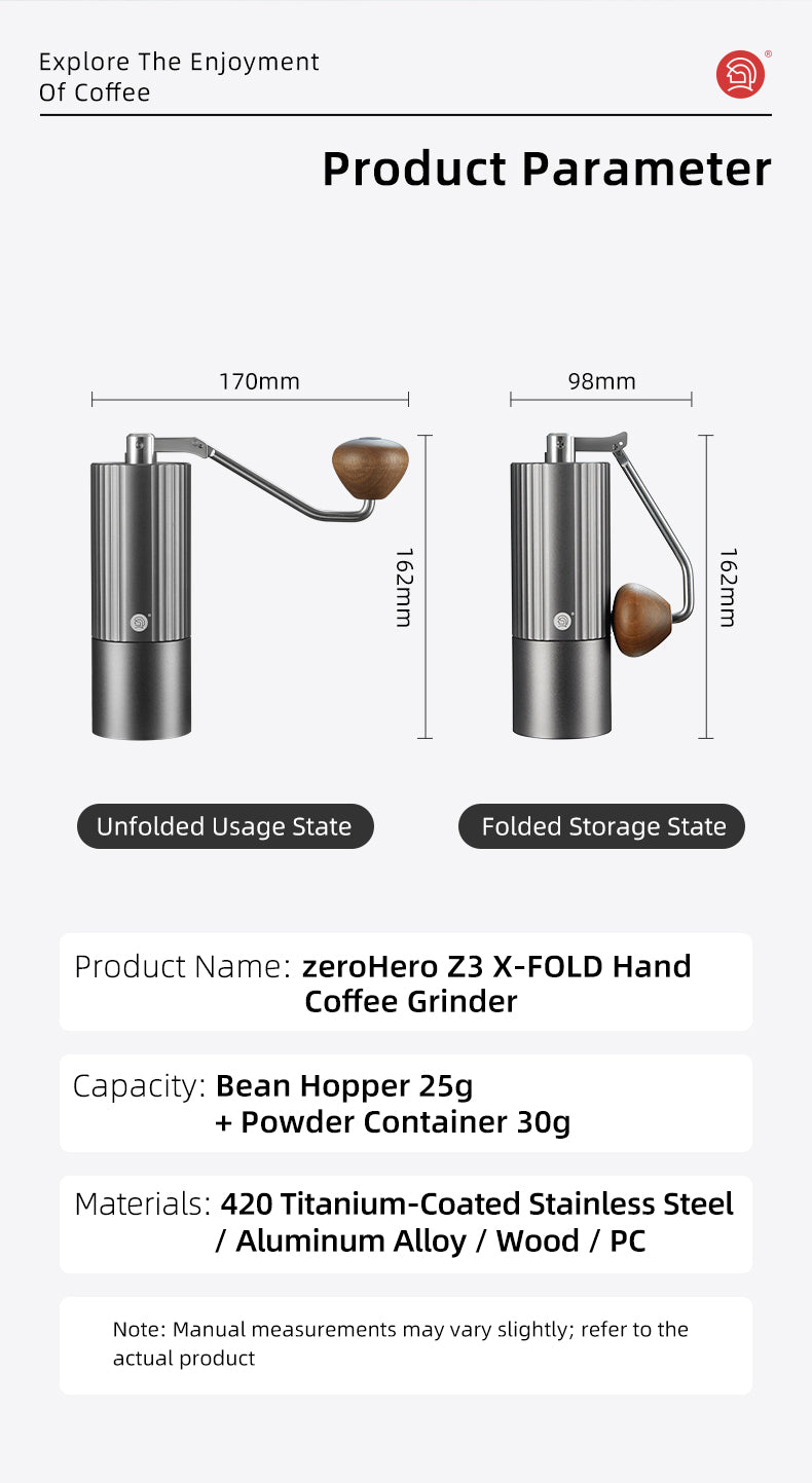 zeroHero Z3 X-FOLD Coffee Hand Grinder