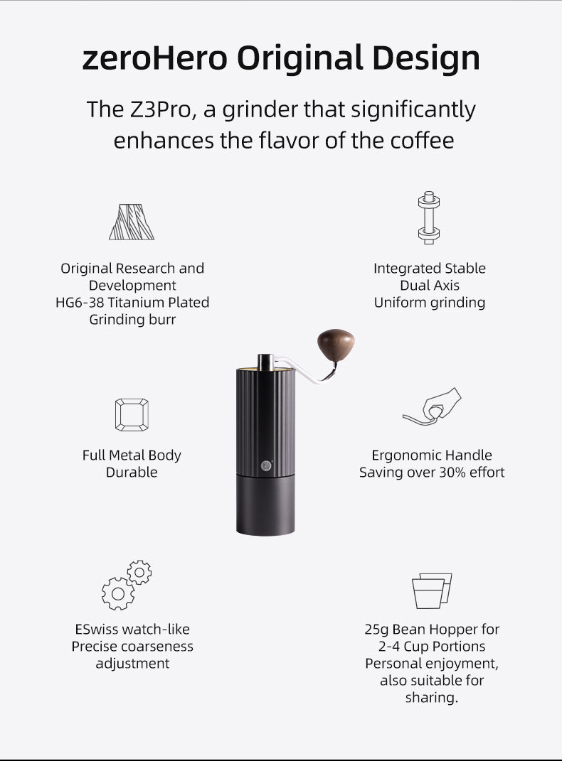 zeroHero Z3 PRO Coffee Hand Grinder