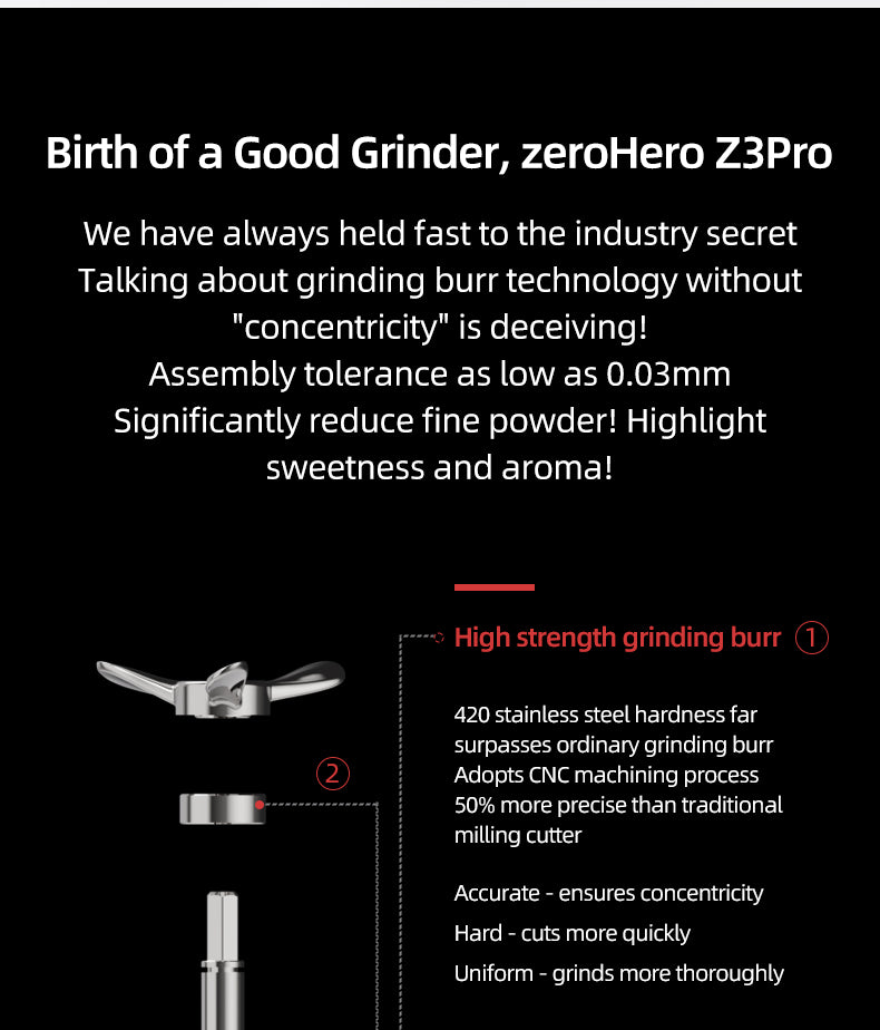 zeroHero Z3 PRO Coffee Hand Grinder