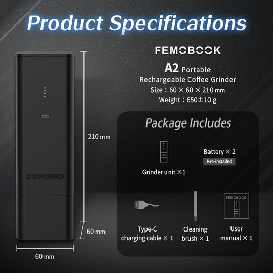 FEMOBOOK A2 Portable Electric Coffee Grinder